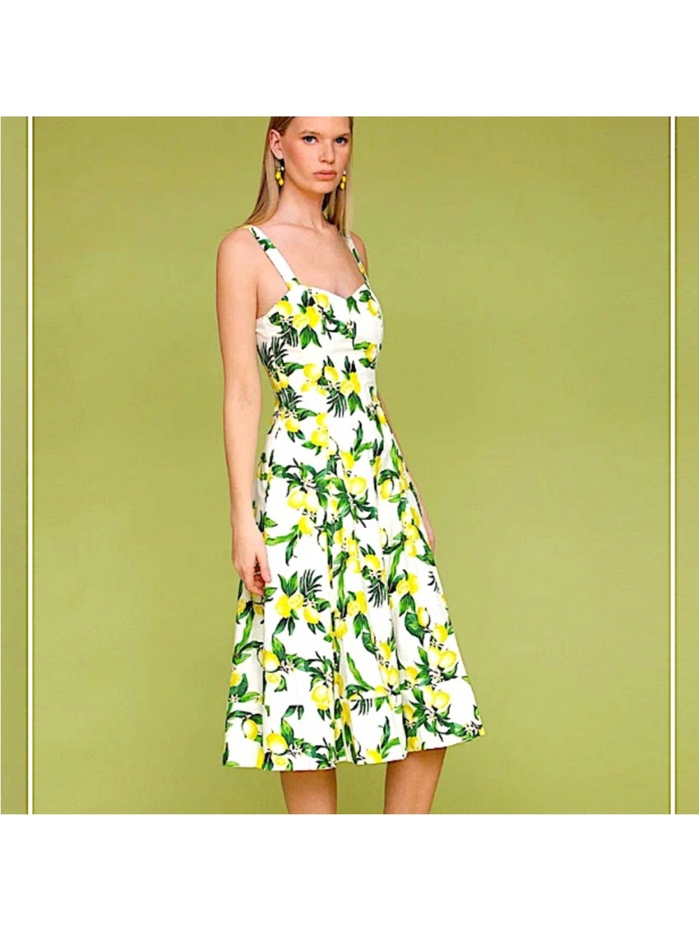 Avec Les Filles Lemon Print Midi Dress - Picture 14 of 16